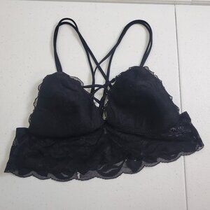 Pink Victoria's Secret Lightly Lined Lace Bralette Strappy Black Women's Size S